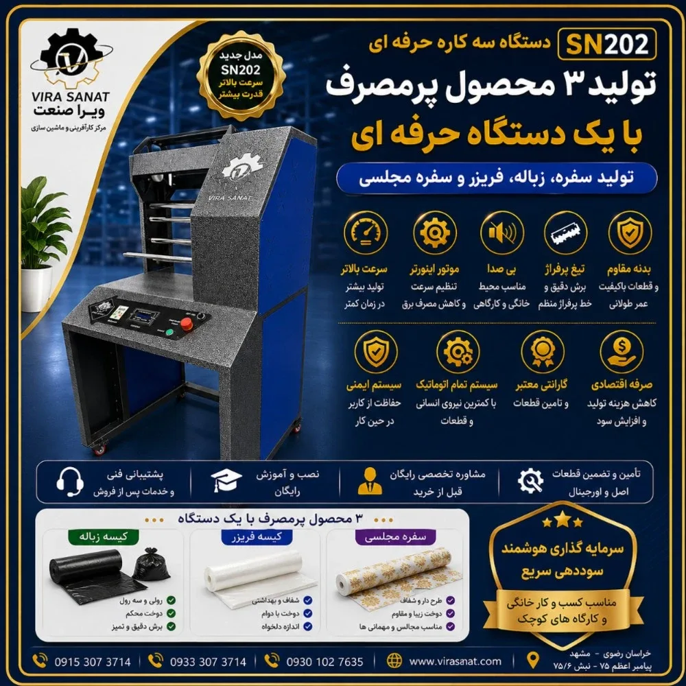 سه کاره رول پرفراژ حرفه ای در مرکـز کـارآفرینـی و راه اندازی کسب و کــار های زود بــازده ----- ویرا صنعت -----