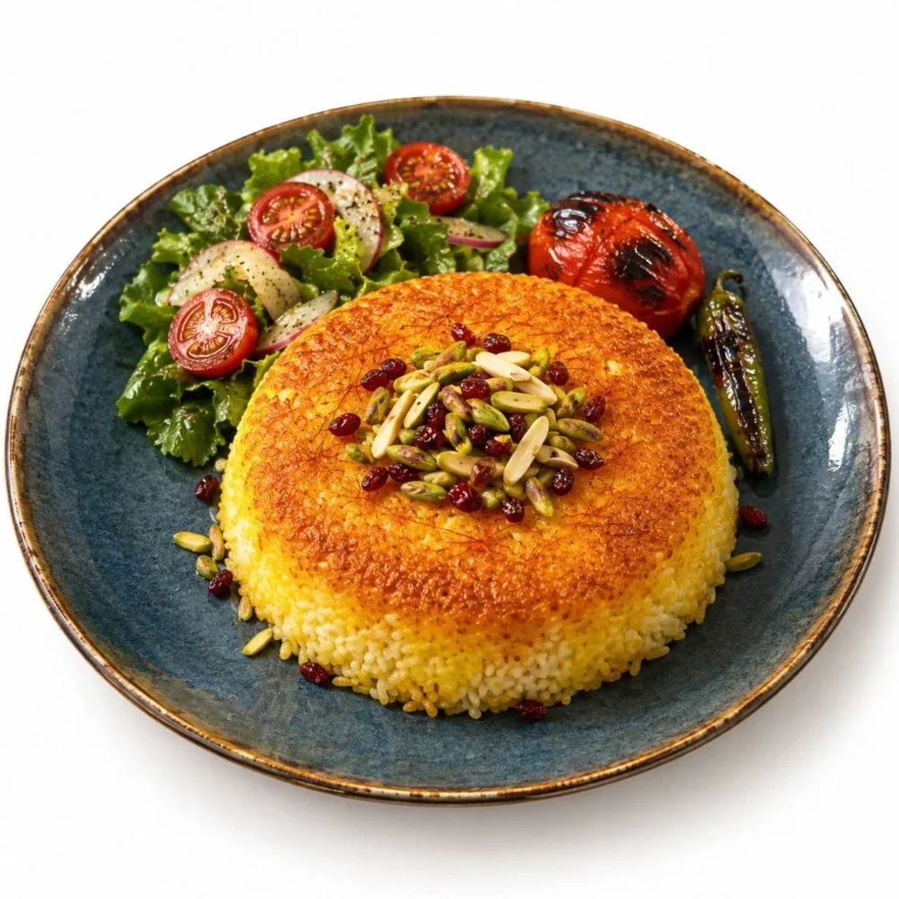 ته چین گوشت و بادمجان در روبان لانژ