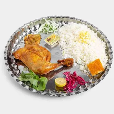 چلو مرغ سرخ شده در رستوران عبداللهی