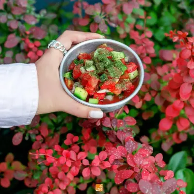 سالاد شیرازی در ته چین طوری (هاشمیه)