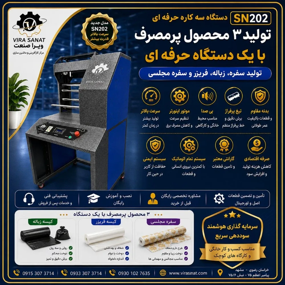 سه کاره رول پرفراژ حرفه ای در مرکـز کـارآفرینـی و راه اندازی کسب و کــار های زود بــازده ----- ویرا صنعت -----