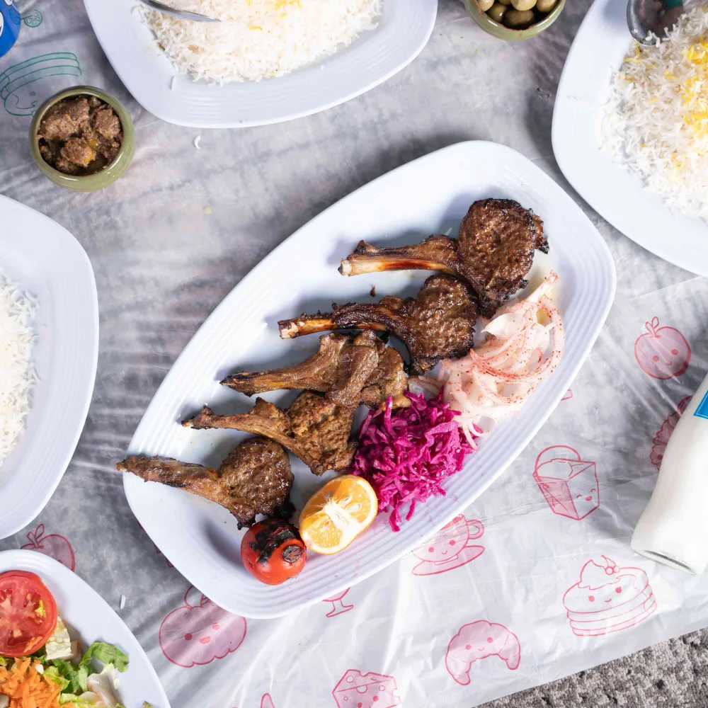 چلو شیشلیک اعیانی در باغ محتشم