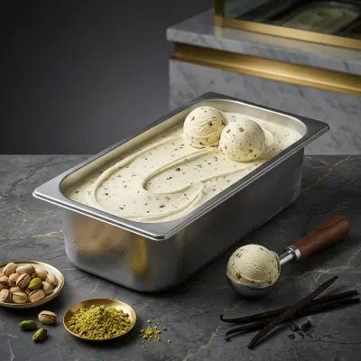 دومينو پنج ليتري وانيل پسته 2عددی — بستنی دومینو